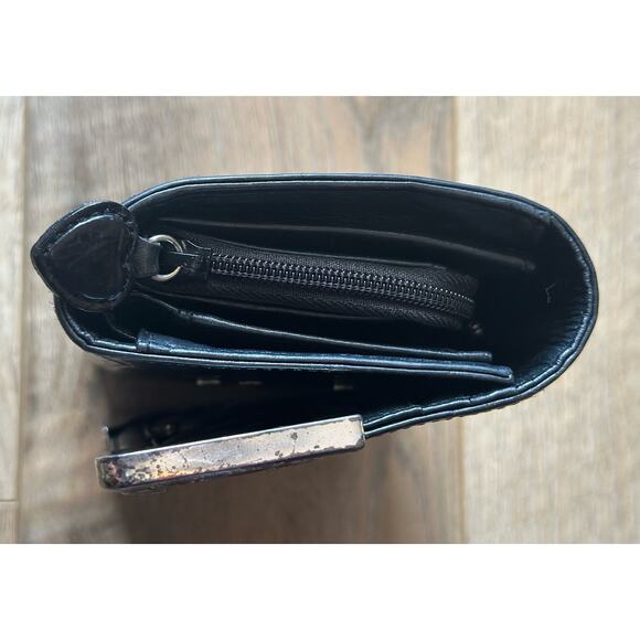 Brighton Black Crocodile embossed Wallet Clutch Vintage - Picture 11 of 13